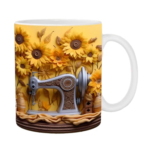 3d-nähmaschine-tasse - 3d-keramik-nähtasse - 3d tasse - 3d kaffeetasse - 3d sewing mug – Quilt-Tasse - Nähgeschenk – einzigartige Nähmaschine-Kaffeetasse aus Keramik von Eteslot