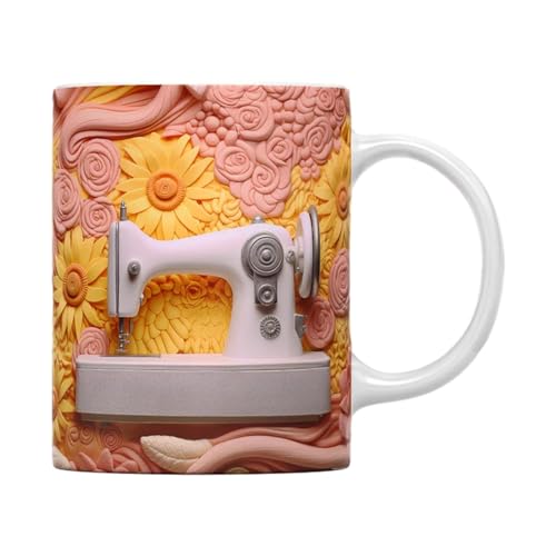 3d-nähmaschine-tasse - 3d-keramik-nähtasse - 3d tasse - 3d kaffeetasse - 3d sewing mug – Quilt-Tasse - Nähgeschenk – einzigartige Nähmaschine-Kaffeetasse aus Keramik von Eteslot