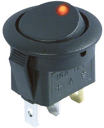 MC POWER - Kfz-Schalter | rote LED, 12V / 16A, 3-polig, 2 Stellungen: EIN / AUS von MC POWER