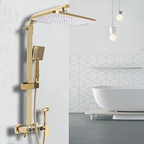 Duschsystem Gold Rain Shower Wandmontage Duschset mit 9"x9" Duschkopf und Handbrause von EurHomePlus