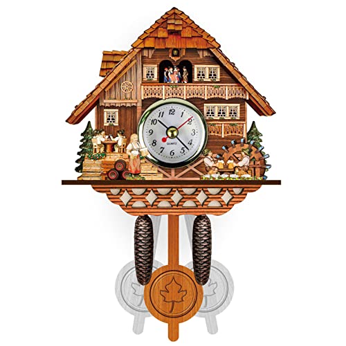 Eurobuy Traditionelle Kuckucksuhr aus Holz, Antikes Vintage-Design Uhr mit Pendel Wandwecker Dekoration für Wohnzimmer Schlafzimmer Cafe Restaurant Hotel von Eurobuy