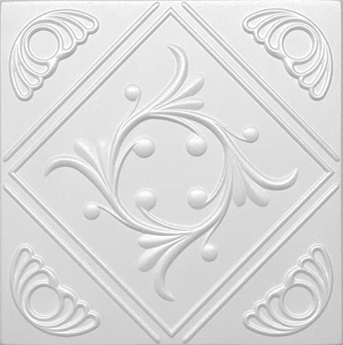 (10qm / 40 Stück) Wandpaneele Deckenpaneele Platten Paneele Wandverkleidung Wanddeko Deko Wandtattoos Weiß POLYSTYROL MATERIAL (08107) von Eurodeco