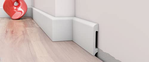 1 Stück / 2 Meter Sockelleisten Fußleisten Bodenleiste - weiß - hartes Material - Deko - Wand - Boden - Decke (DP4) von Eurodeco