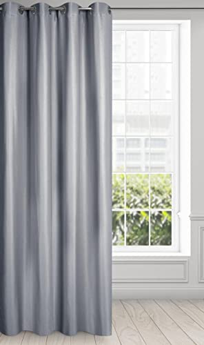 Eurofirany Essme Vorhang Glänzend Ösen Glatt Trend Elegant Hochwertig Schlafzimmer Wohnzimmer, Silber, 140X250 cm von Eurofirany