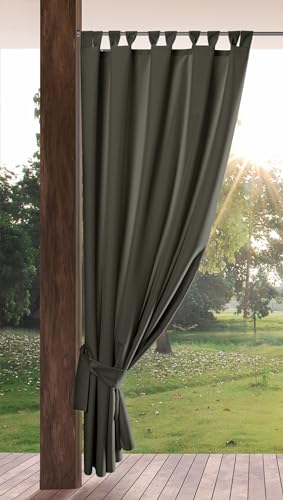 Eurofirany Garden Outdoorvorhäng mit Schlaufenschal- 1 STK. Abnehmbaren Schlaufen, Sonnenschutz Sichtschutz Winddicht Wasserdicht Vorhäng für Pavillon Terrasse Pergola, 155x240 cm, Grafit von Eurofirany