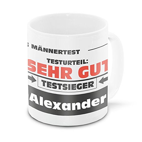 Namens-Tasse Alexander mit Motiv Stiftung Männertest, weiss | Freundschafts-Tasse - Namens-Tasse von Eurofoto