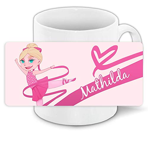 Tasse mit Namen Mathilda und Motiv mit Tänzerin für Mädchen | Namenstasse | Keramik-Tasse | Kinder-Tasse von Eurofoto