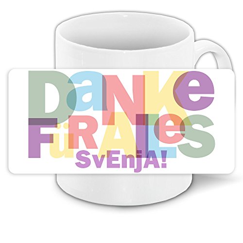 Tasse mit Namen Svenja und Motiv „ Danke für alles “ von Eurofoto