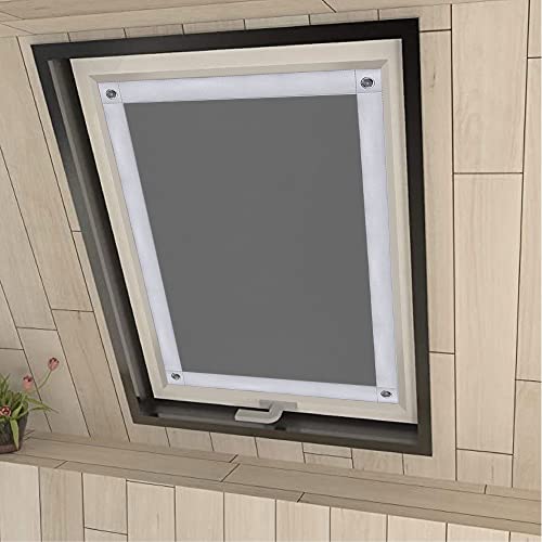 Eurohome 100% Verdunkelung Dachfenster Rollo ohne Bohren Sonnenschutz Verdunkelungsrollo mit Saugnäpfen für Fenster Grau 96x120 cm von Eurohome