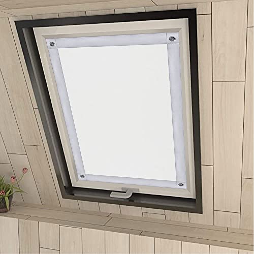 Eurohome 100% Verdunkelung Dachfenster Rollo ohne Bohren Sonnenschutz Verdunkelungsrollo mit Saugnäpfen für Fenster Weiß 96x93 cm von Eurohome