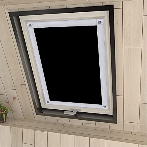 Eurohome 100% Verdunkelung Dachfenster Rollo ohne Bohren Sonnenschutz Verdunkelungsrollo mit Saugnäpfen für Fenster Schwarz 76x78 cm von Eurohome