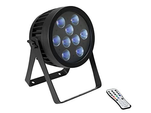 EUROLITE LED IP PAR 9 UV Spot | Wetterfester (IP65) PRO-UV-Scheinwerfer mit 9 UV-LEDs (365nm), inkl. Fernbedienung von Eurolite