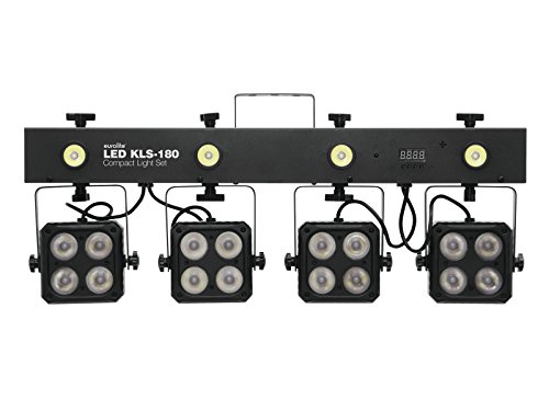 EUROLITE LED KLS-180 Kompakt-Lichtset | Bar mit 4 RGBW-Spots und vier weißen Strobe-LED´s | DMX | Inkl. Transporttasche und Fernbedienung von Eurolite