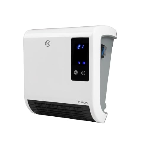 Eurom Badezimmerheizung Sani Fanheat 2000R 350081 | elektrischer mini Heizlüfter für Innenräume | Heizkörper mit Gebläse | Leistung: 2000 W | Eingangsspannung: 230 W | Fernbedienung | Wandmontage von Eurom