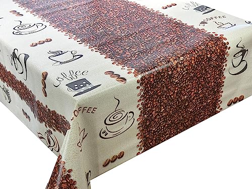 Wachstuch Tischdecke abwaschbar Gartentischdecke, Viele Größen und Designs, wasserabweisend (Kaffee Braun Ecru- WF-4611A, 180x140 cm) von Euromat