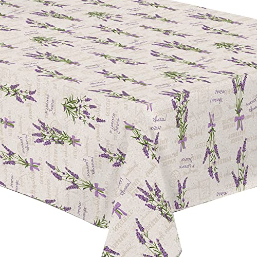 Wachstuch Tischdecke abwaschbar Gartentischdecke Viele Größen und Designs, wasserabweisend, abwischbar, ÖkoTex (Lavendel Blumen- 1010-1, 140x240 cm) von Euromat