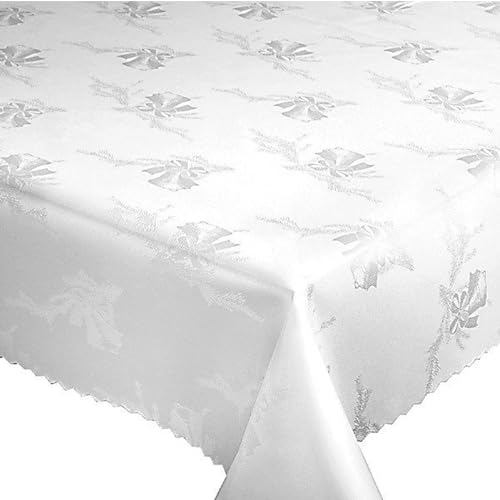 Weihnachten Tischdecke Fleckenresistente, Tischtücher abwaschbar Lotus Effekt Weiß (Weihnachtsglocken Weiß 907, 130x280 cm) von Euromat