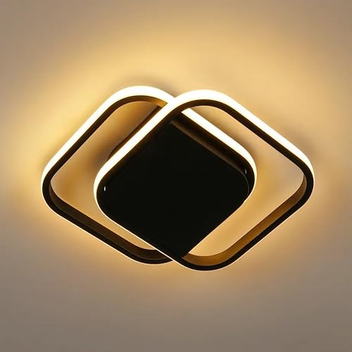 Euroshine Moderne LED Deckenleuchte Warmweiss 3000K, 32W Deckenlampe LED Quadratisch, Schwarz LED Deckenbeleuchtung Lampen für Schlafzimmer Wohnzimmer Küche Flur von Euroshine