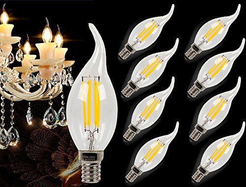 Eurotondisplay Filament LED Leuchtmittel 8 Stück E14 4 Watt 2700k warmweiß Kerze Form A+ (8 Stück) von Eurotondisplay