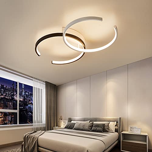 LED Deckenleuchte Deckenlampe SX87 mit Fernbedienung Lichtfarbe/Helligkeit einstellbar dimmbar weiß schwarz lackierte MetallrahmenLED Schlaffzimmerleuchte ceiling light (SX8718WB 55x32cm) von Eurotondisplay