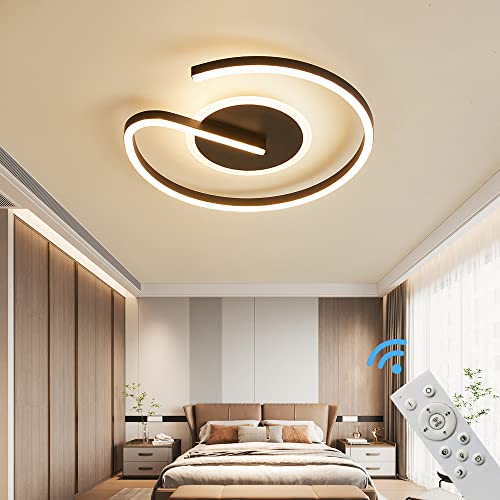 LED Deckenleuchte Deckenlampe SX87 mit Fernbedienung Lichtfarbe/Helligkeit einstellbar dimmbar weiß schwarz lackierte MetallrahmenLED Schlaffzimmerleuchte ceiling light (SX8768B Ø 40cm) von Eurotondisplay