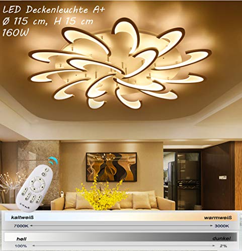 N2127-15FL LED Deckenleuchte mit Fernbedienung ist die Lichtfarbe/Helligkeit einstellbar A+LED Wohnzimmerleuchte Kronleuchte Pendelleuchte Deckenlampe Deckenstrahler LED Deckenleuchte (2127-15FL) von Eurotondisplay