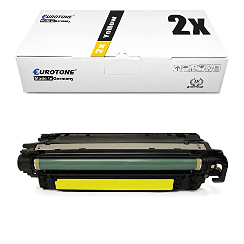 Eurotone 2X Europcart kompatibler Kartusche für Color Laserjet CM-3530, CP-3525 Patronen ersetzen HP 504A gelbe CE252A Patronen Original (ISO-Norm 19798) von Eurotone