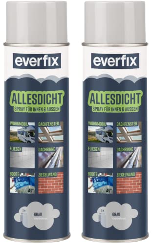 EVERFIX Allesdicht Spray (2 x 500 ml, grau) Dichtspray wasserdicht, Flüssigkunststoff, flüssiger Kunststoff zur Abdichtung von Everfix