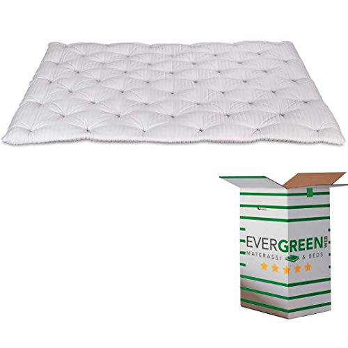 EVERGREENWEB Latex-Topper für Doppelmatratzen, 7 cm hoch, Polsterung des Matratzenbezugs mit Latex-Schaumflocken, orthopädischer Futon mit Weichheitseffekt und antibakterielles Futter160X200 von EVERGREENWEB MATERASSI & BEDS