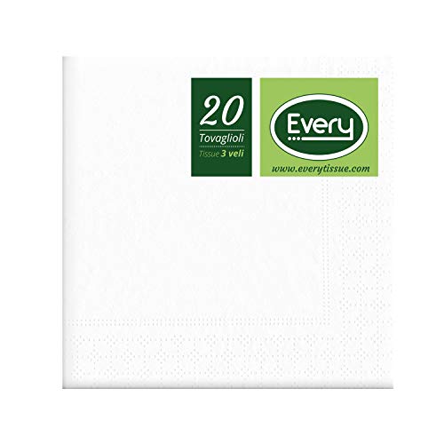 Every E243-0 Tissue Serviette, Papier, Weiß, 24x24x0.54 cm 20 Einheiten von EVERY