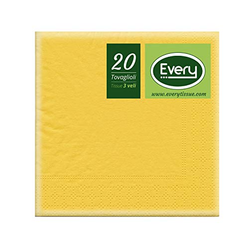 Every E333 – 02 Tissue Serviette, Papier, gelb, 24 x 24 x 0.54 cm, 20 Einheiten von EVERY