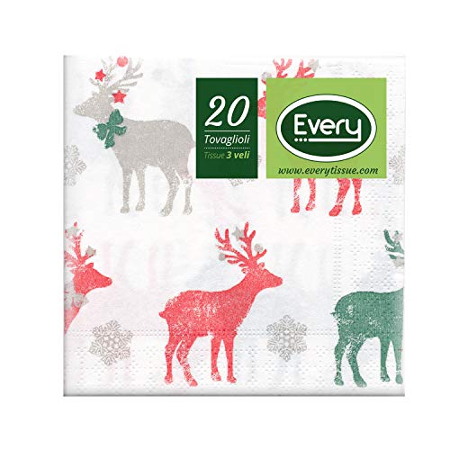 Every e243-d184 Tissue Serviette, Papier, weiß, 24 x 24 x 0.54 cm, 20 Einheiten von EVERY
