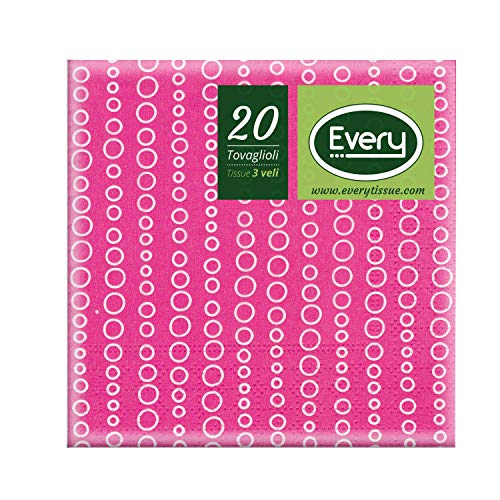 Every e243-d197 Tissue Serviette, Papier, Fuchsia, 24 x 24 x 0.54 cm, 20 Einheiten von EVERY