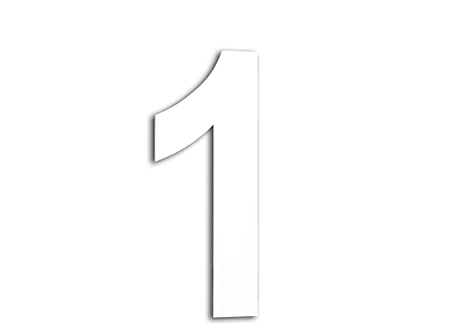 EVI | Weiß lackiertes Edelstahlgehäuse Aufkleber Nummer | n. 1 | 160 x 63 mm | Für Wände, Fassaden, Portale oder Türen | Für außen und innen | Mod. 0660160-1 von EVI Herrajes