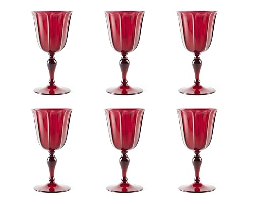 Excelsa Country Set mit 6 roten Gläsern, Kunststoff, wiederverwendbar, Fassungsvermögen 250 ml. von Excelsa