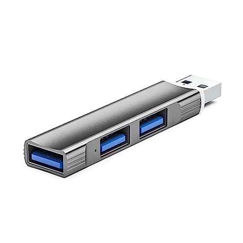 Aluminium-USB-Hub, 3 Anschlüsse, USB-3.0-Adapter-Verlängerung, USB-2.0-Dockstation, ultradünn, tragbar, Daten-Hub, USB-Splitter, Computerzubehör von Exingk