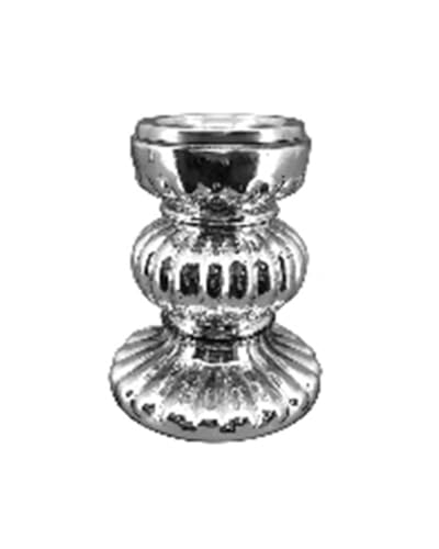 Kerzenhalter Kerzenleuchter Silber Antique Kerzenständer rund Deko (H 16,5 cm) von Exner