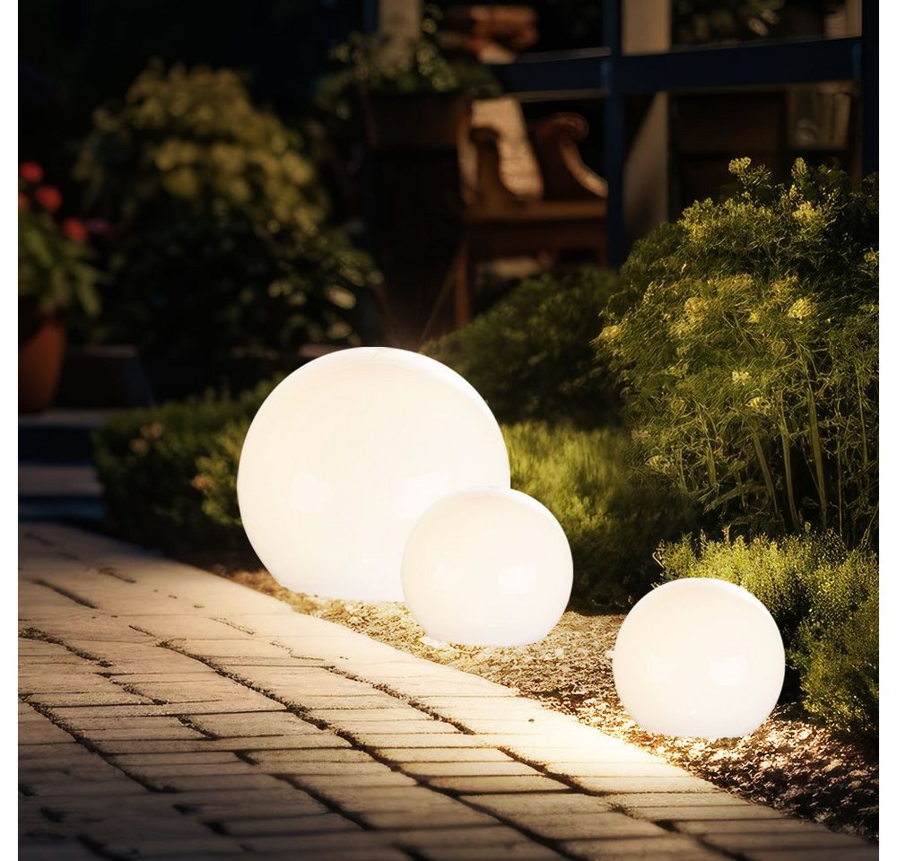 Expo Börse LED Gartenleuchte, LED-Leuchtmittel fest verbaut, Solarleuchte Außenlampe Garten Kugelleuchte Wegeleuchte LED 3er Set von Expo Börse