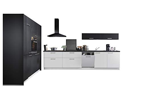 Express Küchen Küchenblock Moon 180 x 360 cm in Lacklaminat Weiß matt, Arbeitsplatte schwarz steinstruktur, ohne E-Geräte Küchenzeilen, Holz, EXD360M007GT0L_1035131 von Express Küchen