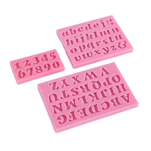3 PCs 3D Englischer Buchstaben und nummervolle Form Silikonkuchen Fondant Schimmelkuchen -Dekoration -Werkzeuge -Pink -Pink von Eyccier