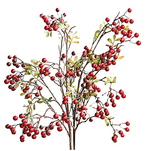 Eyccier 2pcs 27,6 -Zoll künstliche Beerenblätter Zweige, Zweige Herbst Fake Herbstblattstamm Stempel Kunstpflanzen für Tisch Vase Home Kitchen Festival, rot von Eyccier