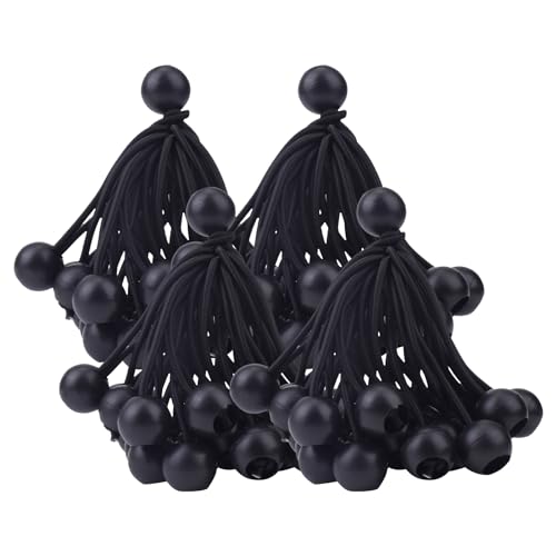 100 Stück Spanngummis mit Kugel, 4 inch Gummispanner Bungee Ball 10 cm Expanderschlingen Planenspanner Ball Zeltgummi Bungee Cord für Banner Planen Zelte Plakate Camping Fahnenmasten (Schwarz) von Eyourlife