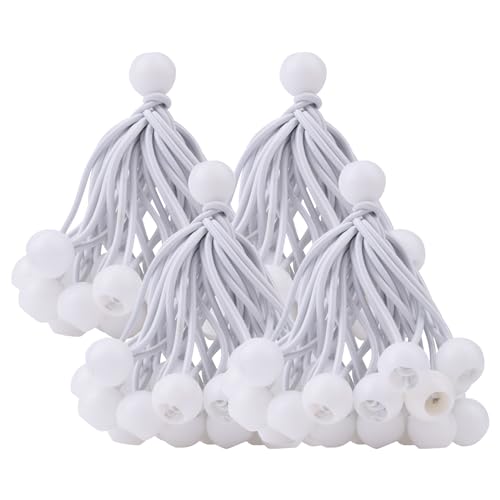 100 Stück Spanngummis mit Kugel, 4 inch Gummispanner Bungee Ball 10 cm Expanderschlingen Planenspanner Ball Zeltgummi Bungee Cord für Banner Planen Zelte Plakate Camping Fahnenmasten (Weiß) von Eyourlife