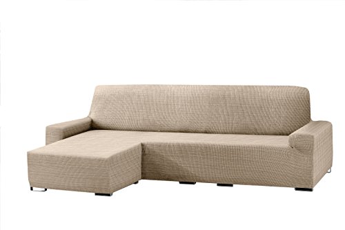 Eysa Aquiles elastisch Sofa überwurf Chaise Longue kurzer arm Links, frontalsicht, Farbe 00-Ecru, Polyester-Baumwolle, 43 x 37 x 14 cm von Eysa