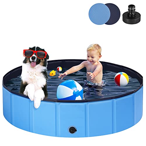 Ezilif Hundepool für Große & Kleine Hunde, Faltbare Hunde Pool rutschfest, 80 x 20cm Schwimmbecken für Hunde Verdickt PVC, Planschbecken Hund Verschleißfest, Hundebadewanne Swimmingpool von Ezilif