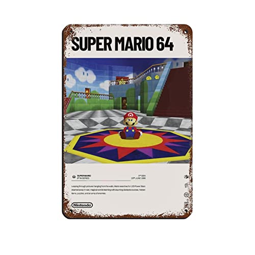 Super Mario 64 (1996) Videospiel-Poster, Retro-Poster, Metall-Blechschild, schicke Kunst, Retro-Eisen-Malerei, Bar, Menschenhöhle, Café, Familien-Garage, Poster, Wanddekoration, 20 x 30 cm von FABIVA