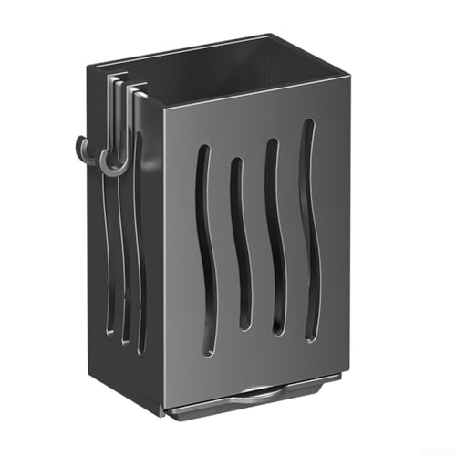Küchen-Besteckhalter, Wandmontage, Abtropfgestell, Aufbewahrungsbox, ABS-Kunststoffbox mit Abtropfschale (schwarz) von FACULX