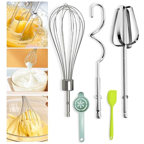 3Pcs Handmixer Zubehörset für Bohrmaschine Hand Mixer Accessory Set for Electric Drill Handmixer Ersatzteile Whisk, Dough Hook, Balloon Whisk für Bohrmaschine Kuchen-Sahn Eiweiß von FAELNK