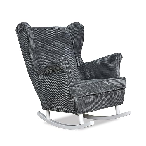 FAMILY MEBLE Bonito Schaukelsessel Corduroy Grey | Sessel für Wohnzimmer, Schlafzimmer, Büro | Elegantes modernes Design | Bequeme Sitzfläche und Rückenlehne von FAMILY MEBLE