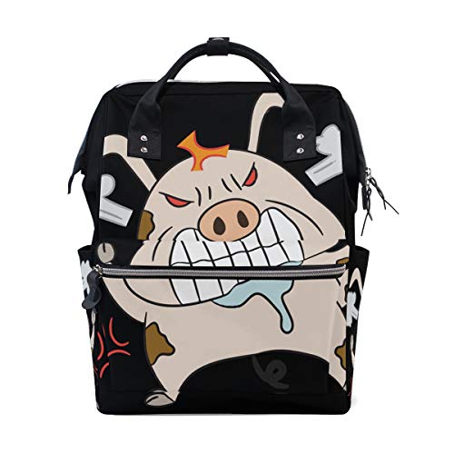 FANTAZIO Mummy Bag Rucksack Angry Pig Schultasche von FANTAZIO